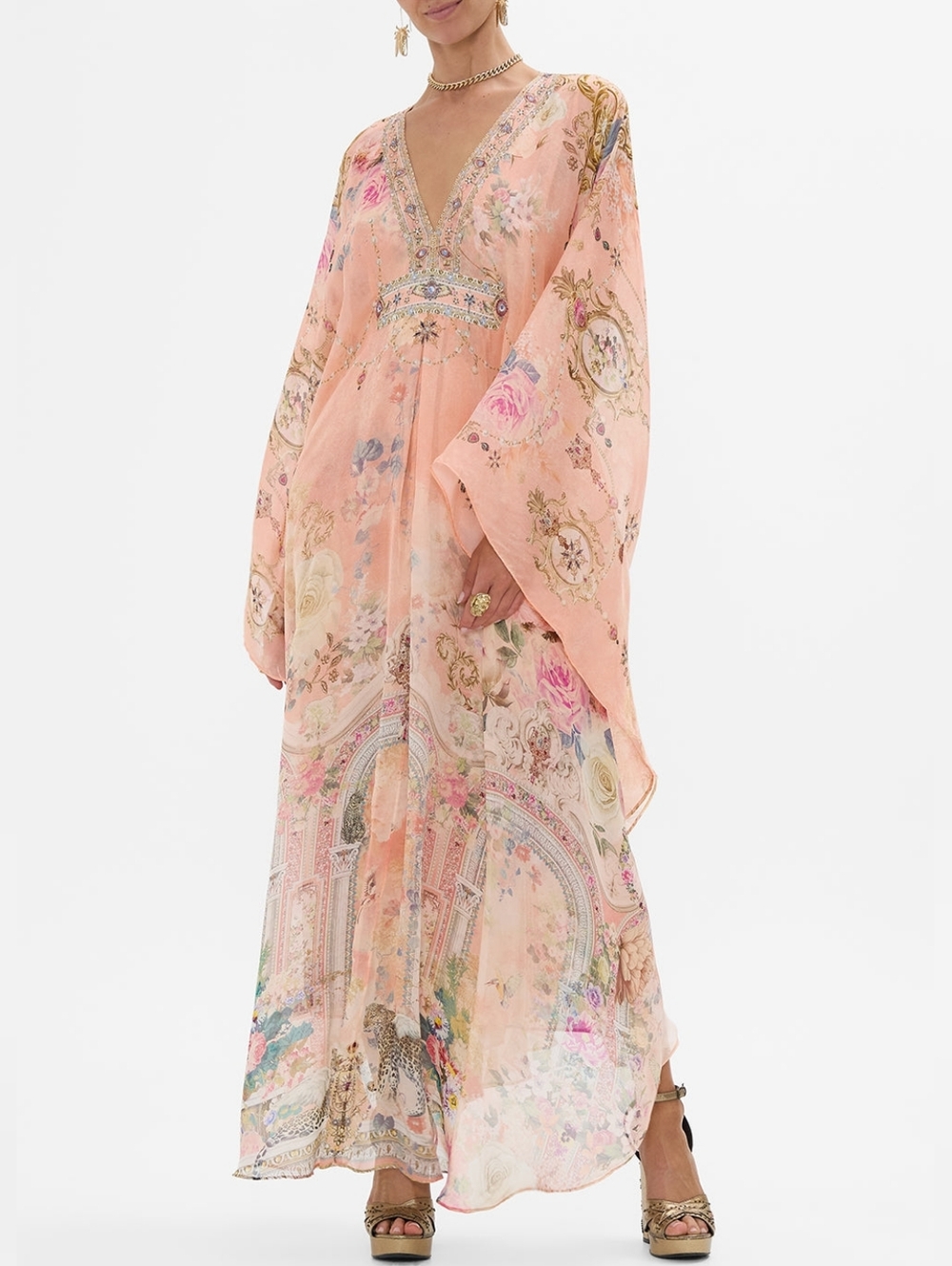 Camilla long kaftan with waist detail - The jewellery palace